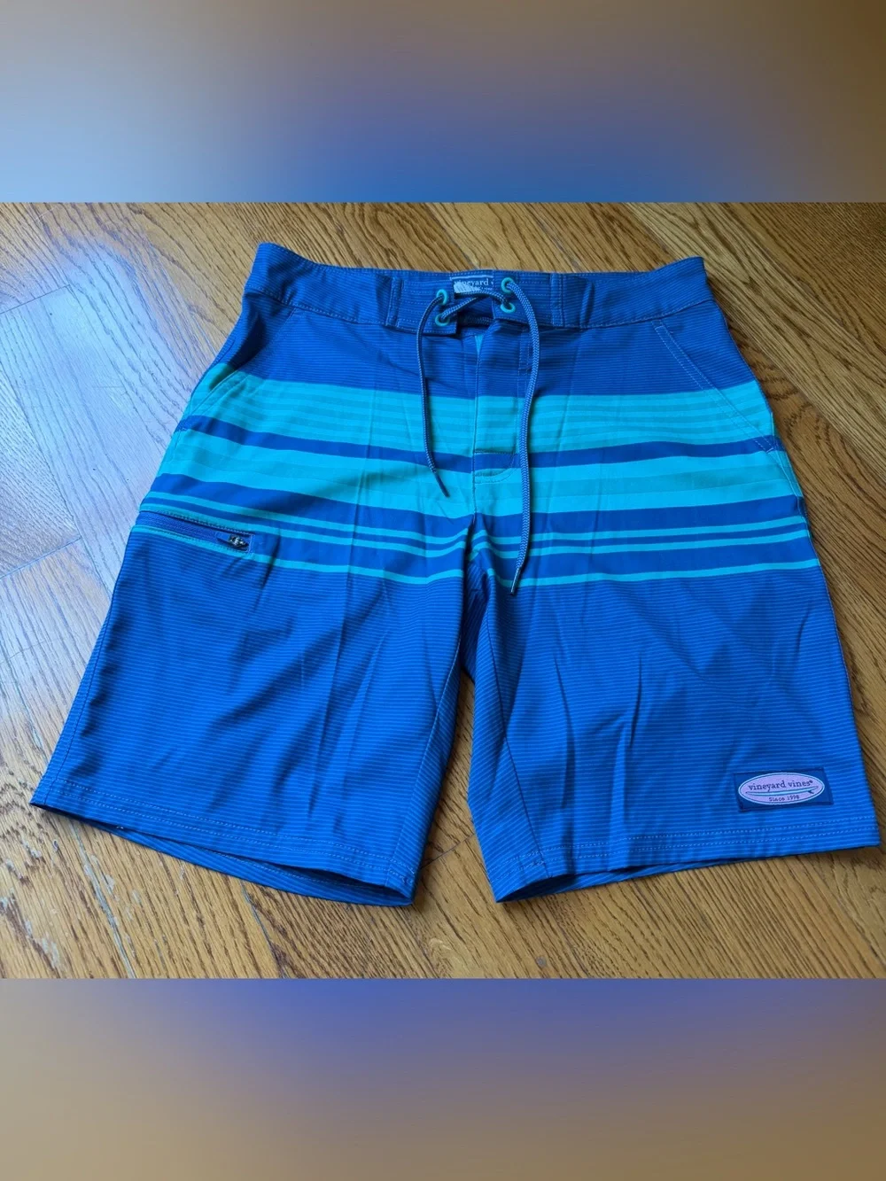 Vineyard Vines Performance Board Shorts Striped Blue Teal Men’s 28